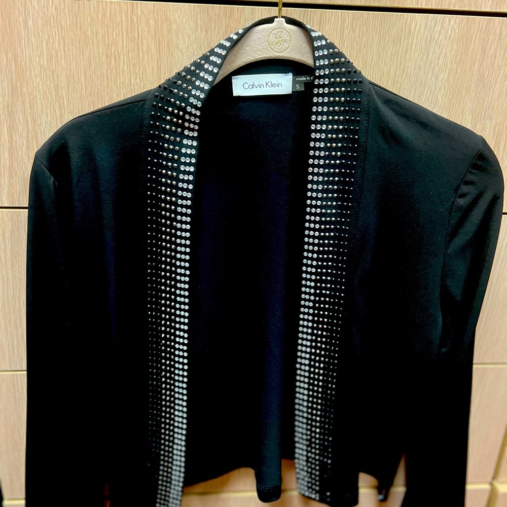 Calvin Klein Short Jacket with Rows of Jewels like Details. Small NWT